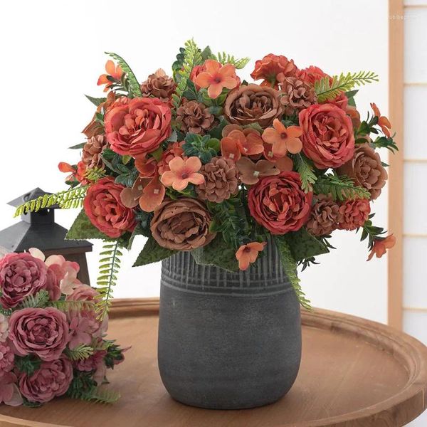 Dekoratif Çiçekler 2pcs/Lot Yapay Çiçek Vintage Hyingea Şakayi İpek Buket Gelin Tutma Sahte Bitki Ev Düğün Parti Dekorasyon