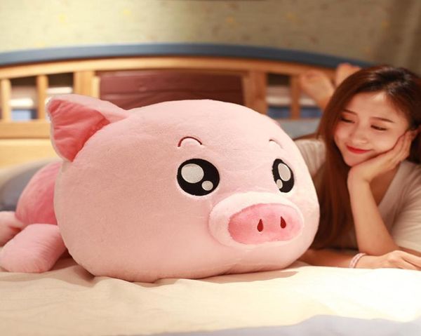 Schönes rosa Schweinchen-Plüschtier, riesiges weiches fettes Kawaii-Schweinchen-Puppe-Cartoon-Kissen für Kinder, Geschenk, Deko, 35 Zoll, 90 cm, DY506616685522