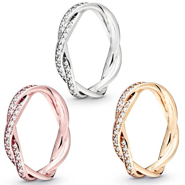 Tasarımcı Hediye Yüzüğü Sıcak lüks kader yüzüğü altın kaplama gümüş kaplama takılar yeni minimalist stil kristal yüzük moda cazibesi mücevher toptan