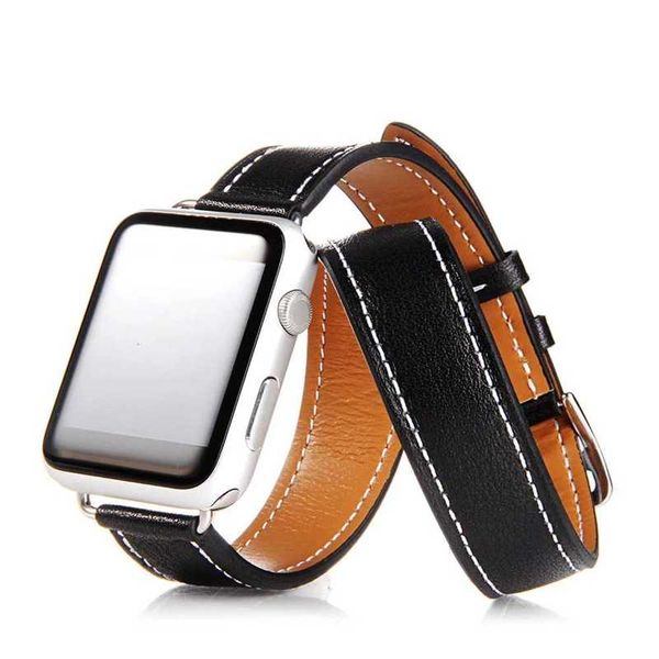 Designer Double tour Smart Straps per Apple Watch Cinturino Ultra 49mm 41mm 45mm 44mm 40mm 42mm 38mm Bracciale con cinturino in vera pelle testurizzata serie iWatch 8 7 3 4 5 se 6 st