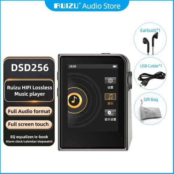 Player RUIZU A58 HiFi-Player Mini Verlustfreier Musik-MP3-Player DSD256 Vollformat-Audio-Dekodierungs-MP3-Player mit EQ-Equalizer EBook-Uhr