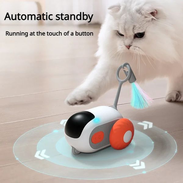 Carro Esportivo Inteligente Brinquedos para Gatos Controle Remoto Brinquedo Elétrico Carro Gatos Cães Brinquedos Auto Tédio Mouse Teaser Cat Stick Pet Supplies 240226