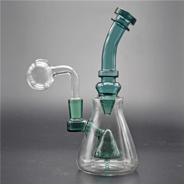 Bong d'acqua in vetro da 8 pollici di pipa dell'acqua Pyrex spessa con labbra colorate da 14 mm per beche di bong per becher con tubi per bruciatore a olio e botto N2537141