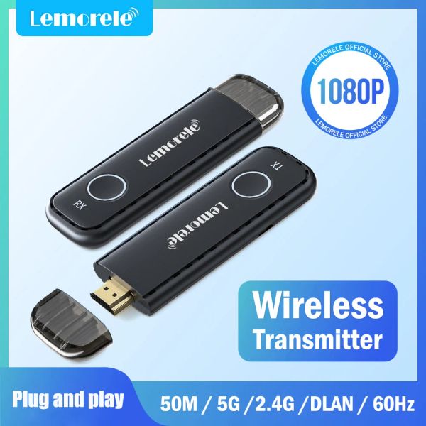 Stick Lemorele 50M Беспроводная передатчик HDMI 1080p Dongle Dongle Extender AV Адаптер для монитора телевизионного проектора для ноутбука