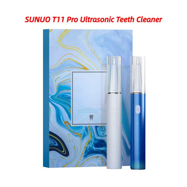 Irrigadores Sunuo T11 Pro Visual Electric Ultrassonic Dental Whitener Cálculo Removedor Tártaro Smart App 500W HD Endoscópio de dente