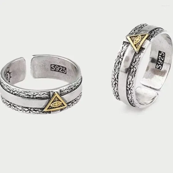 Anéis de Cluster Olho de Deus Vintage Egito Pirâmide Anel All-Vendo Illuminati Punk Triângulo Egípcio Punho Ajustável Anillo Bijoux