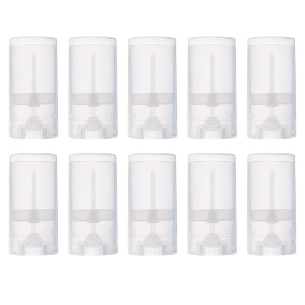 Flasche 20/30/50pcs Weiß schwarz transparent leerer ovaler flacher Lippenbalsam -Röhrchen Kunststoff Parfüm Deodorant Behälter 15 ml Lippenstiftrohre