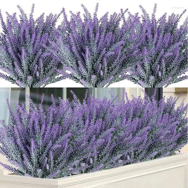 Flores decorativas 10pcs ramo de flor de lavanda artificial para planta fundo de parede casamento casa jardim al barra de escritório