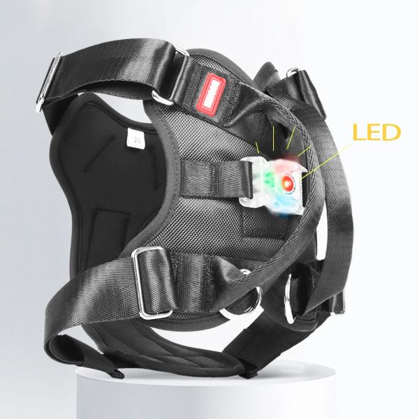 Geschirre LED leuchtendes Hundegeschirr Taktische Haustier-Trainingsweste mit LED-Licht reflektierend NoPull Hundegeschirr für kleine große Hunde 2023 Neu