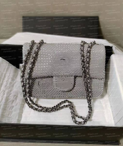 Yeni tasarımcı 23a çanta rhinestone flep çanta 10a en kaliteli kadınlar lüks oxford orijinal deri zincir crossbody çanta bayan omuz çantası akşam çantası 20cm çanta kutu