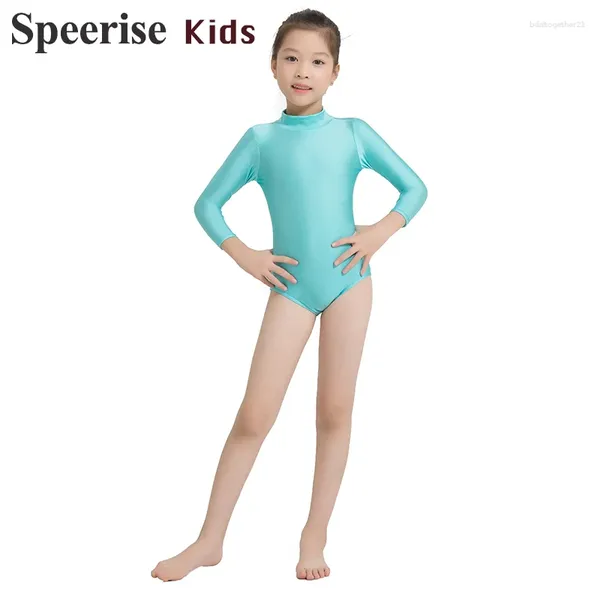 Bühnenkleidung Mädchen Body Ballett Tanz Praxis Kleidung Anzug Langarm Trikots Lycra Dancewear Für Teenager Gymnastik Spandex Overalls