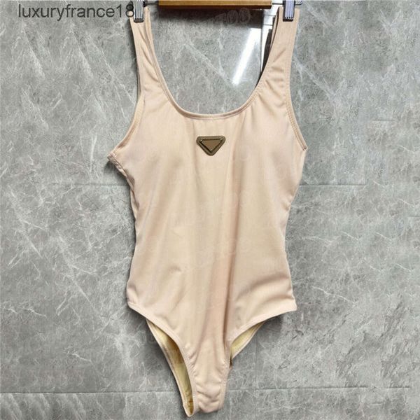 Metal emblema maiôs mulheres designer bodysuits biquíni sexy sem costas uma peça de banho verão férias praia wear''gg''dijm