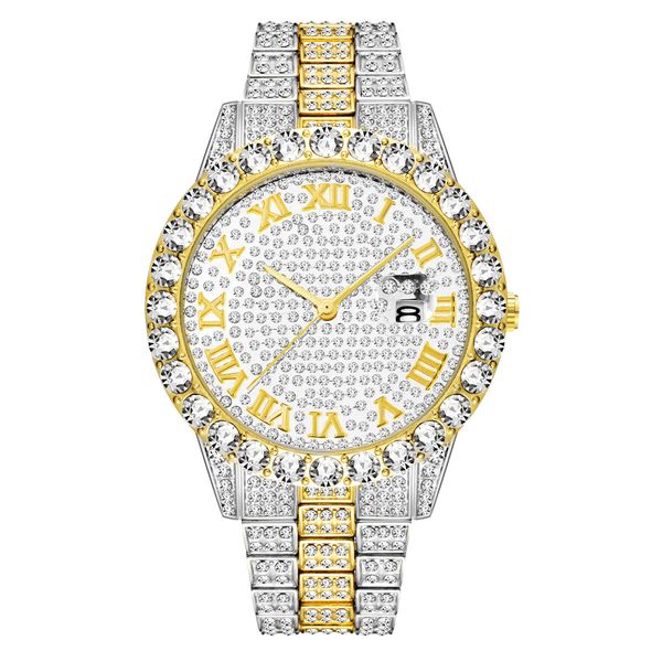 Nuova tendenza alla moda impermeabile hip hop hop full diamond Men's Watch Bracciale