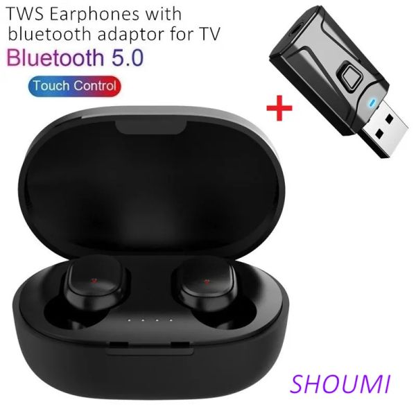 Kopfhörer TWS Drahtlose Kopfhörer Sport Wasserdichte Bluetooth Ohrhörer USB TV Adapter Verwendung Für TV Sport mit Mikrofon Touch Control TWS Headset A6