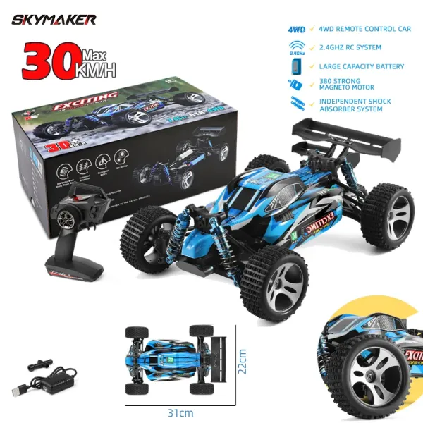 Carros Wltoys 184011 RC Car 1/18 4WD 2.4G Controle de rádio Modelos de veículos remotos Proporcionais completos de alta velocidade 30 km / h Off Road RC Carros brinquedos