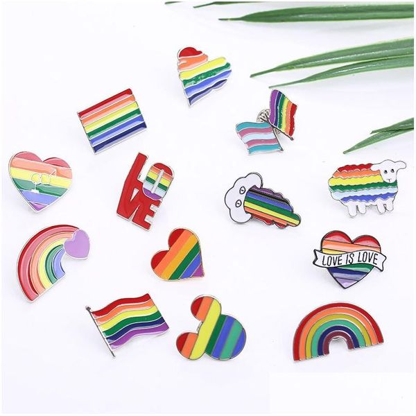 Pins Spettame creativa Rainbow Color Men Donne Ama Flag Cartoo Cartoon Cartone Vesti