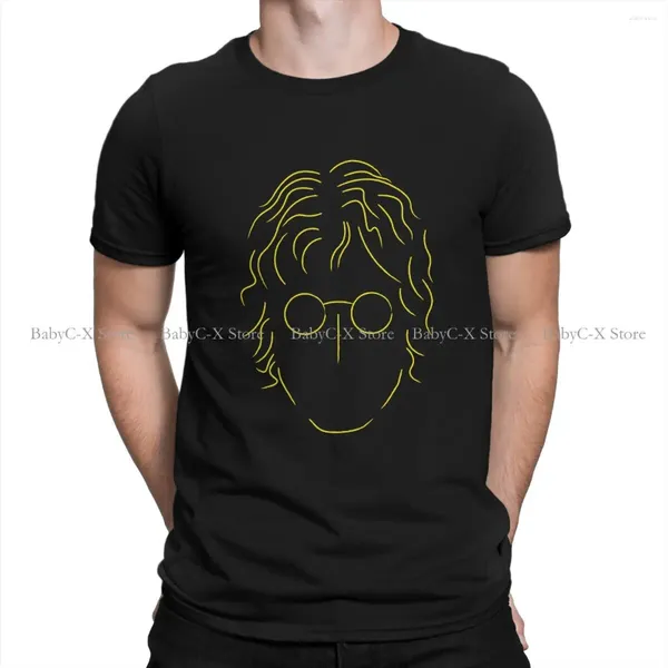 T-shirt da uomo John Lennon Minimalista Giallo Hip Hop TShirt The Beatle Band Stampa Streetwear Camicia comoda Poliestere maschile
