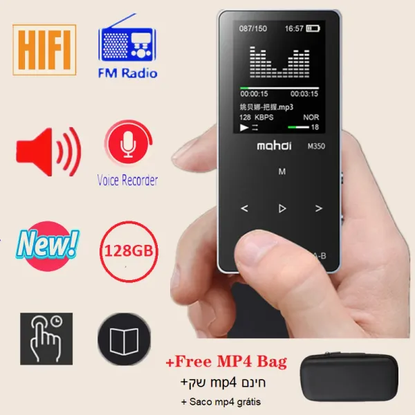 Player Mehrere Sprachen Mahdi MP3-Player 128 GB Touchscreen HIFI Musik Tragbarer MP3-Video-Player Digitaler Buchleser TF-Kartenlautsprecher