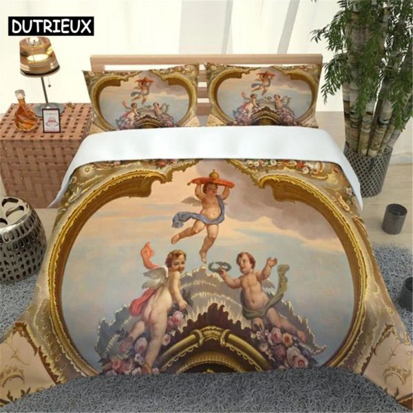 Set di biancheria da letto d'angelo 3d set di tela da letto di lusso dora