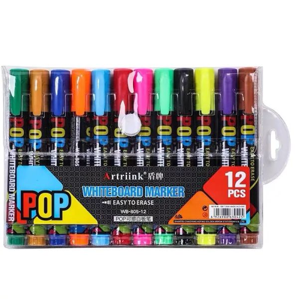 Conjunto de canetas marcadoras de giz líquido, 8/12 cores, cor apagável, 6mm, quadro negro, vidro, janela, pintura, marcador de arte