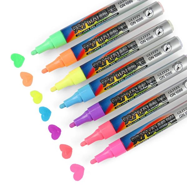 Ручки GuangNa 7 шт./кор. флуоресцентный акриловый маркер цвета водостойкий хайлайтер для рисования граффити прямой жидкий стило художественные принадлежности