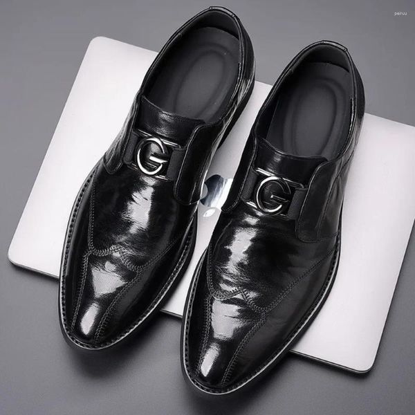 Scarpe eleganti in pelle formale da uomo Coprigambe stile britannico da lavoro autentico Pelle di pecora casual Pendolarismo da uomo