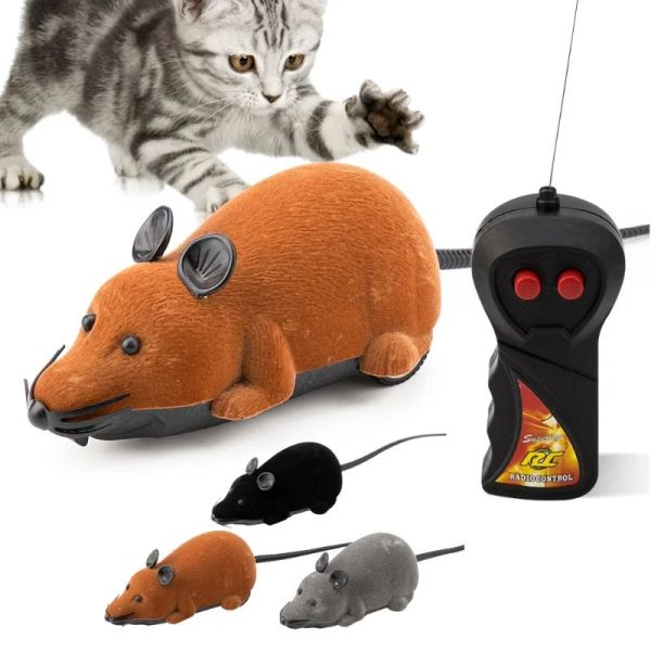 Brinquedos de controle remoto sem fio brinquedo mouse movimento movimento emulação eletrônica estridente ratos para animais de estimação gato cão assustador truque suprimentos animal