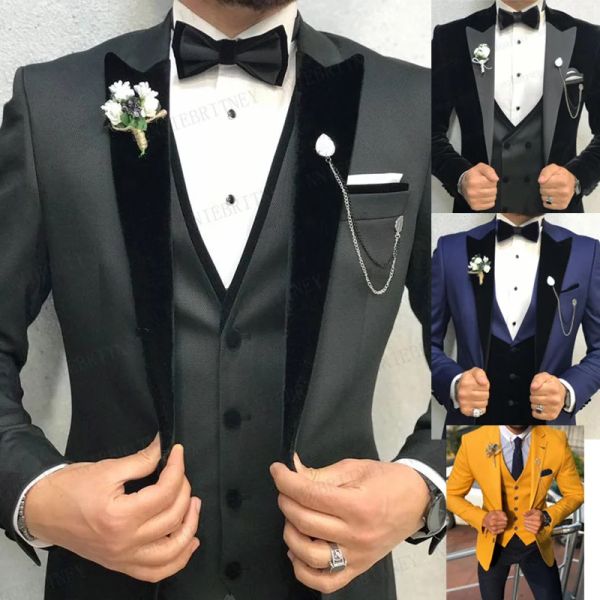 Suits 2021 Marka Erkek Düğün Takım Seti İnce Fit Akşam Yemeği Prom Damatlar Elbise Smokin Özel Gri İş Blazer En İyi Man Ceket Pantolon