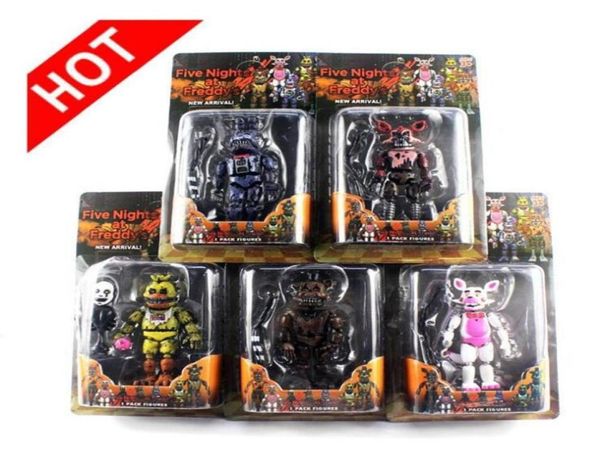 FNAF Five Nights at Freddy039s Nightmare Freddy Chica Zusammensetzbare Bausteine PVC-Actionfiguren Modellpuppen Spielzeug 5 Stück 4513376