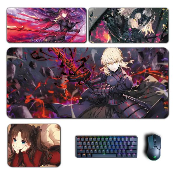 Almofadas Anime Fate Stay Night Mouse Pad Fate Grand Order Sabre Rin Alter Mousepad Computador Laptop Gamer Pad Acessórios de jogos Tapete de mesa