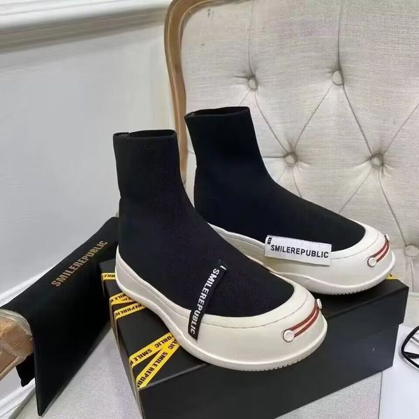 2024 designer sorriso luxo feminino aumento de altura malha tecido elástico botas versáteis e sapatos da moda