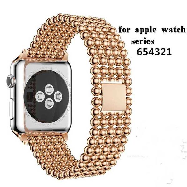 Pulseira de aço inoxidável de designer para Apple Watch Ultra 49mm Band 41mm 45mm 40mm 44mm 38mm 42mm 5 contas estilo cinto de metal pulseira iWatch série 8 7 5 3 4 se 6 bandas designer97