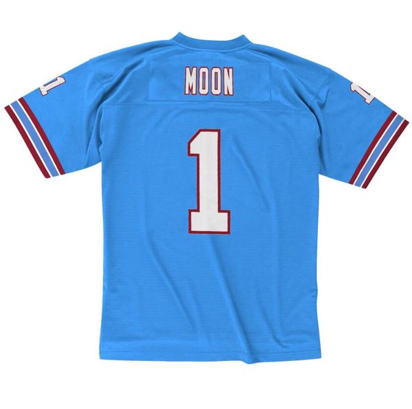 Maglia da calcio cucita 1 Warren Moon 1993 maglie da rugby retrò in maglia bianca blu Uomo Donna e Gioventù S-6XL