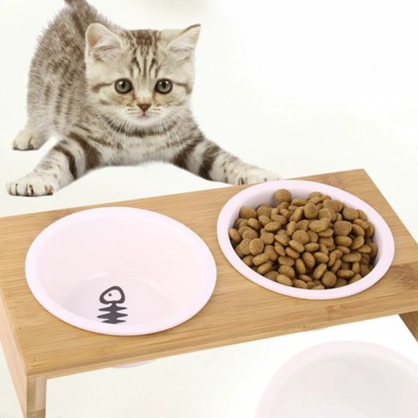 Поставляет новую миску для кошачьей еды с подставкой-держателем, керамическую тарелку для еды, миску для воды, поилку для кормления кошек, большую емкость для кошек и собак