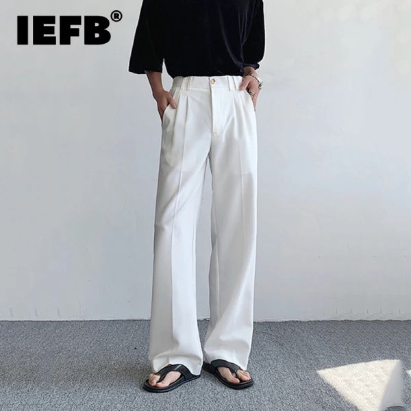 Брюки IEFB, новые модные мужские повседневные длинные костюмные брюки, новые весенние мужские свободные однотонные брюки с карманами, корейский стильный 9A8176