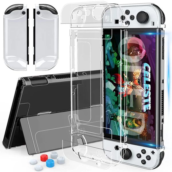Bags Hesedop Case Dockable kompatibel mit Nintendo Switch OLED Modell 2021, Clear PC Protective Case Cover für JoyCon