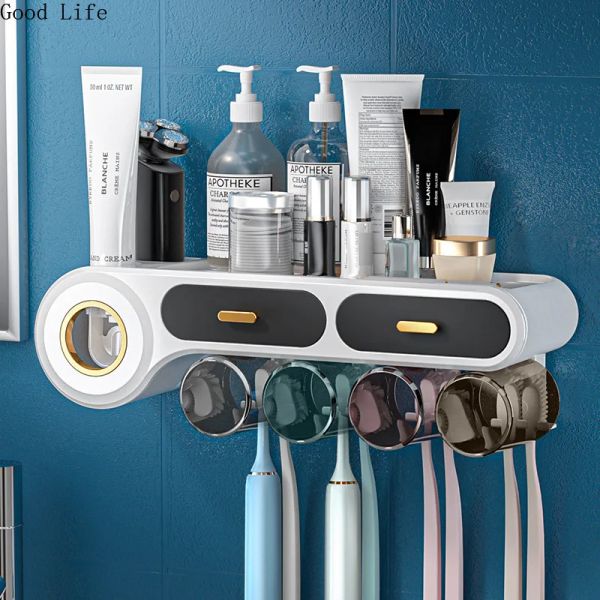 Holders Family Set portaspazzolino PunchFree Dispenser automatico per spremi dentifricio Rack di stoccaggio Accessori per il bagno