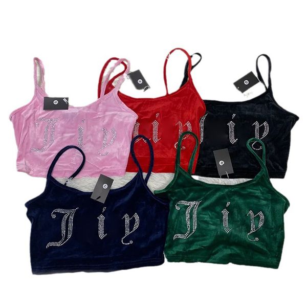 Samt Camisole Top Tank Top Crop Top für Weste Gym Fitness Frühling Sommer Frauen Jogger Top Strass Ärmelloses Top