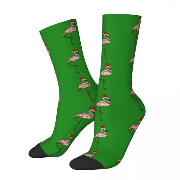 Herrensocken, lustige verrückte Socken für Männer, tropische Weihnachtslichter, Weihnachtsmann, rosa, flammend, Hip Hop, Vintage, fröhlich, bedruckt, für Jungen, Crew, Neuheitsgeschenk