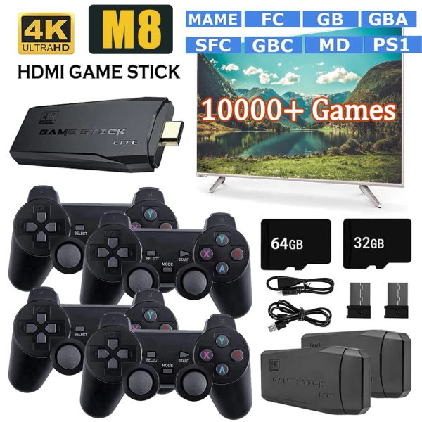 Console M8 Console per videogiochi retrò Controller wireless 2.4G Bastone di gioco 4K 10000 giochi Giocatore di gioco portatile portatile Regali per bambini