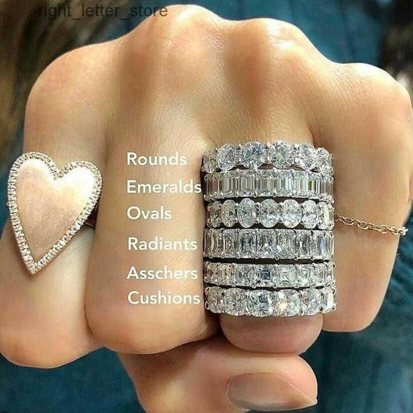 Ringe Choucong Meistverkaufter, nie verblassender, funkelnder Luxusschmuck, Silber, Prinzessinnenschliff, weißer Topas, Versprechen, Hochzeit, Brautring, Geschenk 240229