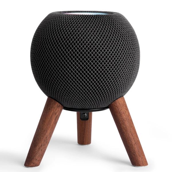 Acessórios GGMM Suporte de madeira real para homepod mini alto-falante, doca de madeira com estrutura de metal decoração de sala presente de aniversário