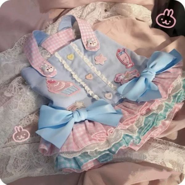 Kleider Lolita Prinzessin Rock Haustierkleidung Hunde Sling Kleid Hundekleidung Kostüm Französische Bulldogge Aufdruck Niedliche Sommer-Rosa-Mädchen-Maskottchen