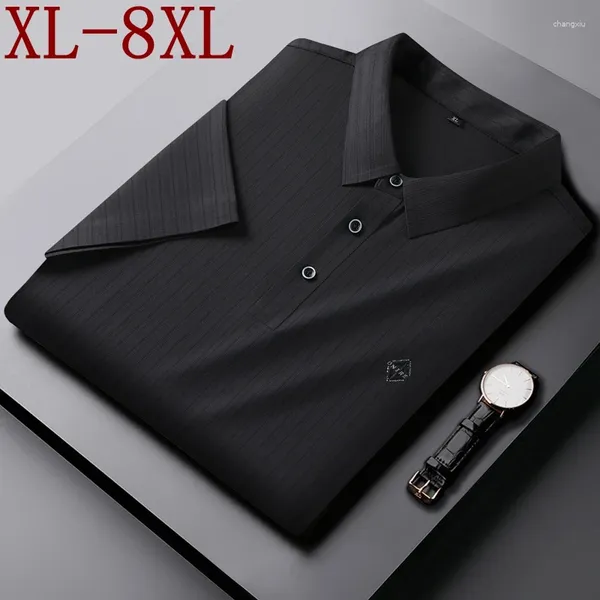 Мужские поло 8XL 7XL 6XL 2024, летняя рубашка поло высшего класса в деловом стиле, мужская одежда, мужские рубашки с короткими рукавами и лацканами, повседневные свободные Homme