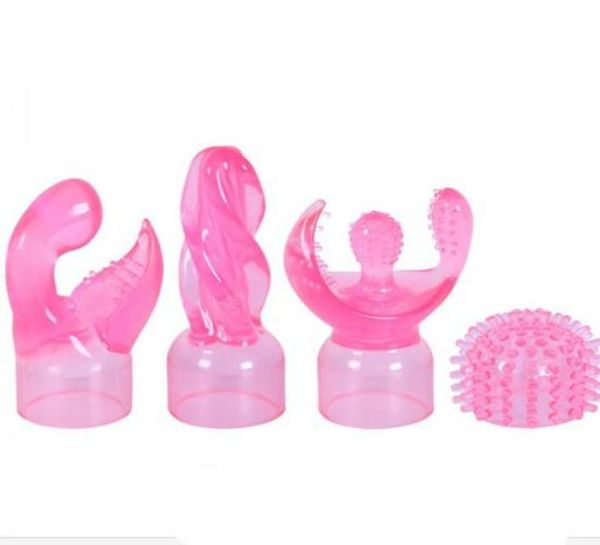 Whole4 peças feminino adulto produto de silicone varinha mágica acessório av haste vibrador acessórios massageador cabeça boné brinquedos sexuais para 5931857