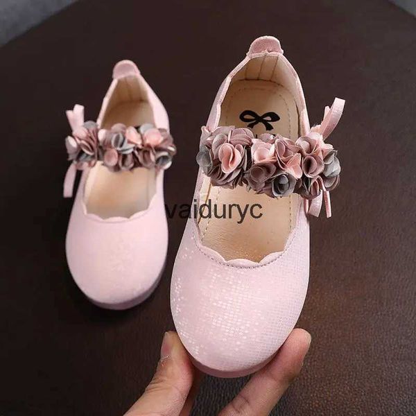 Scarpe basse ldrens Flats Lace Big Flower Princess Party Performance Shoes Student Girl for Kids Suola morbida in pelleH24229