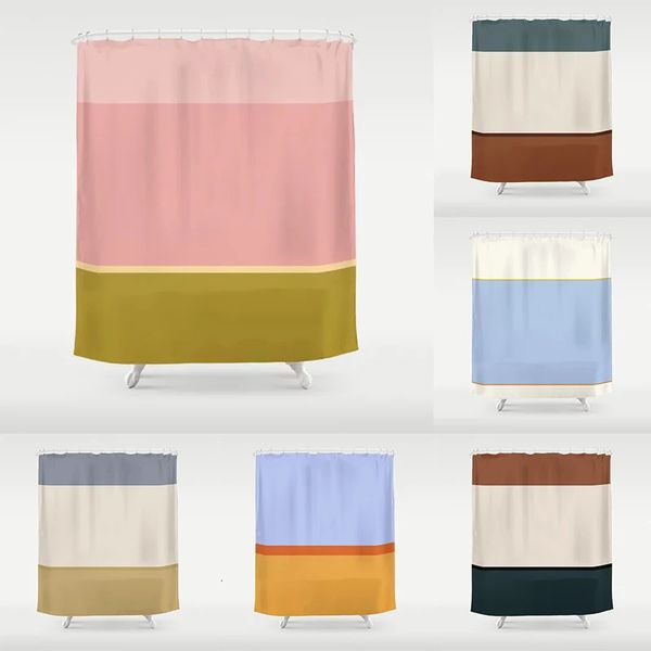 Simples e moderno bloco de cores padrão cortina banheiro decoração para casa banheira à prova dwaterproof água personalidade criativa chuveiro 240226