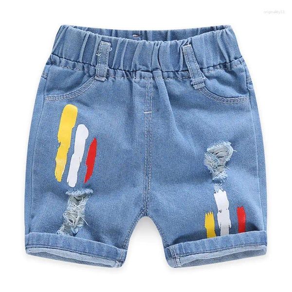 Pantaloni estivi per bambini jeans pantaloni per bambini colori blu a strisce pantaloncini per ragazzo elastico in cotone abbigliamento