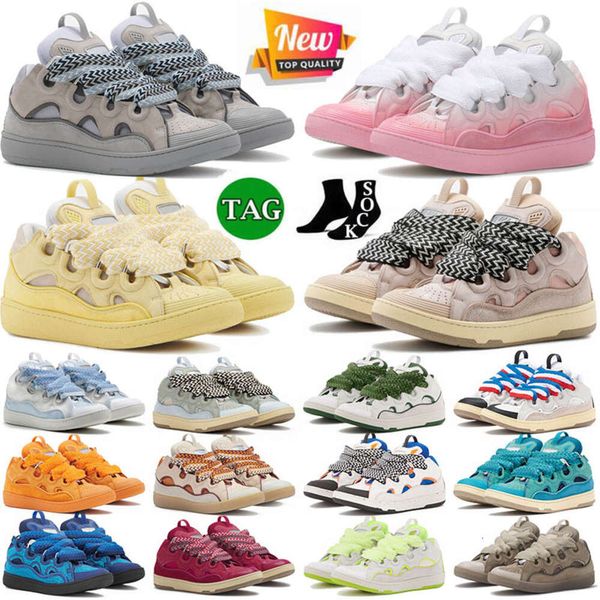 Extraordinário designer sneaker malha tecido lace-up lavinsss sapatos estilo em relevo couro curb lanvinss sneakers mens mulheres em nappa bezerro plataforma de borracha sola