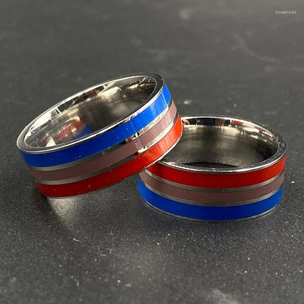 Anéis de cluster 2024 moda bissexual orgulho iridescente anel de aço inoxidável europeu e americano homossexual arco-íris acessórios